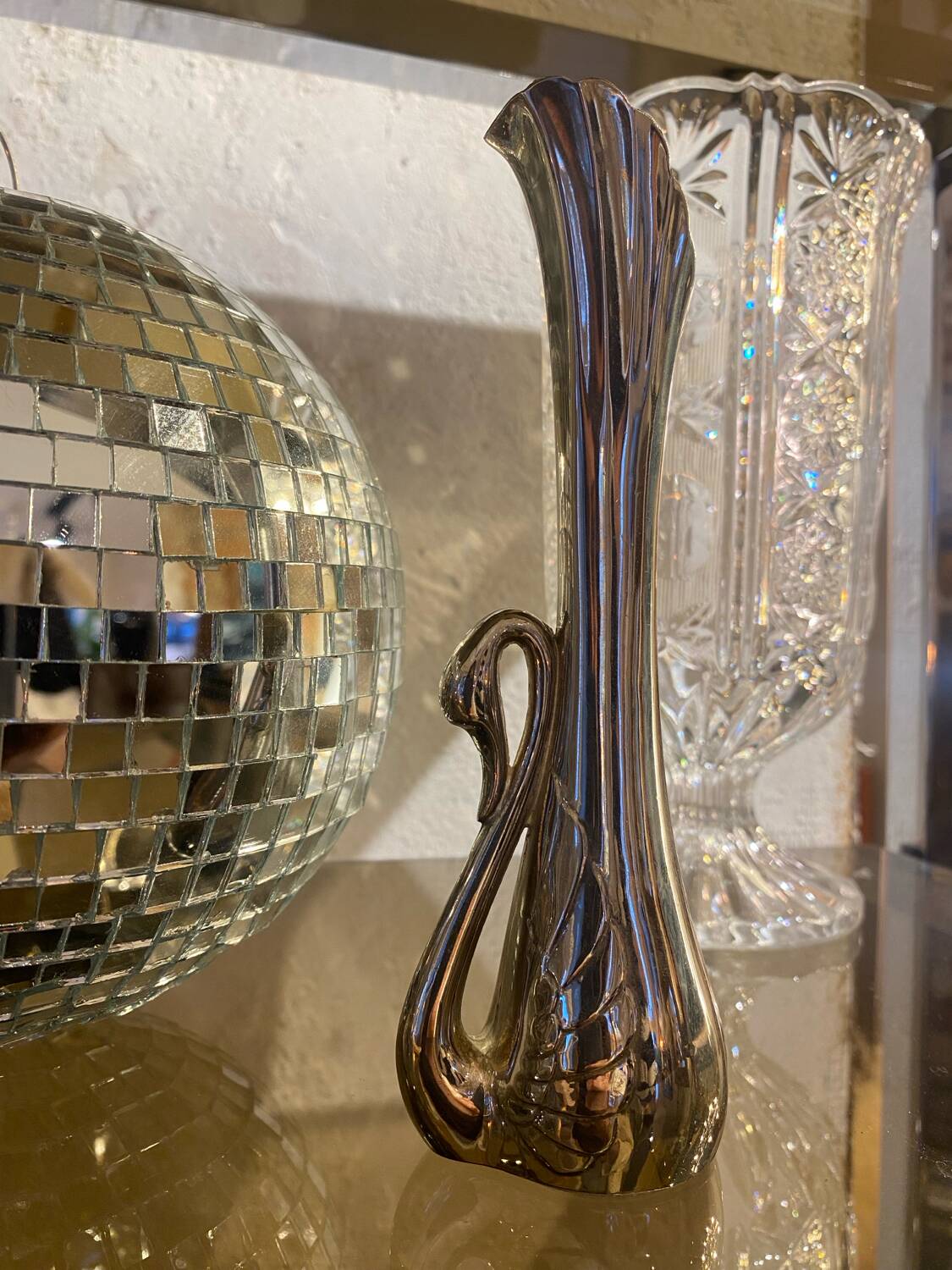 Art deco swan soliflore vase