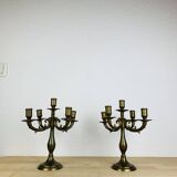 Paire de chandeliers laiton doré style classique, vintage