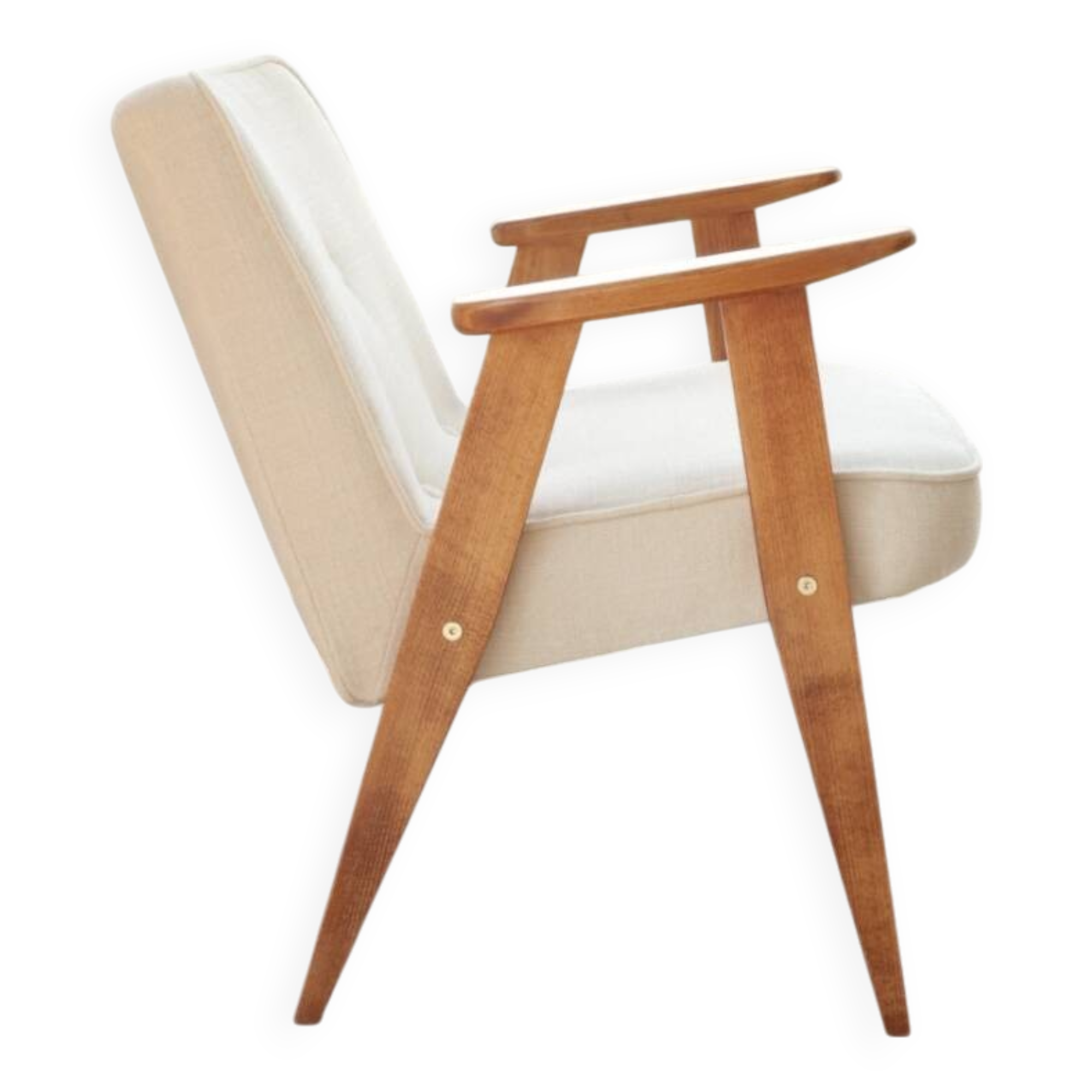 Vintage armchair in natural ecru linen, model 366