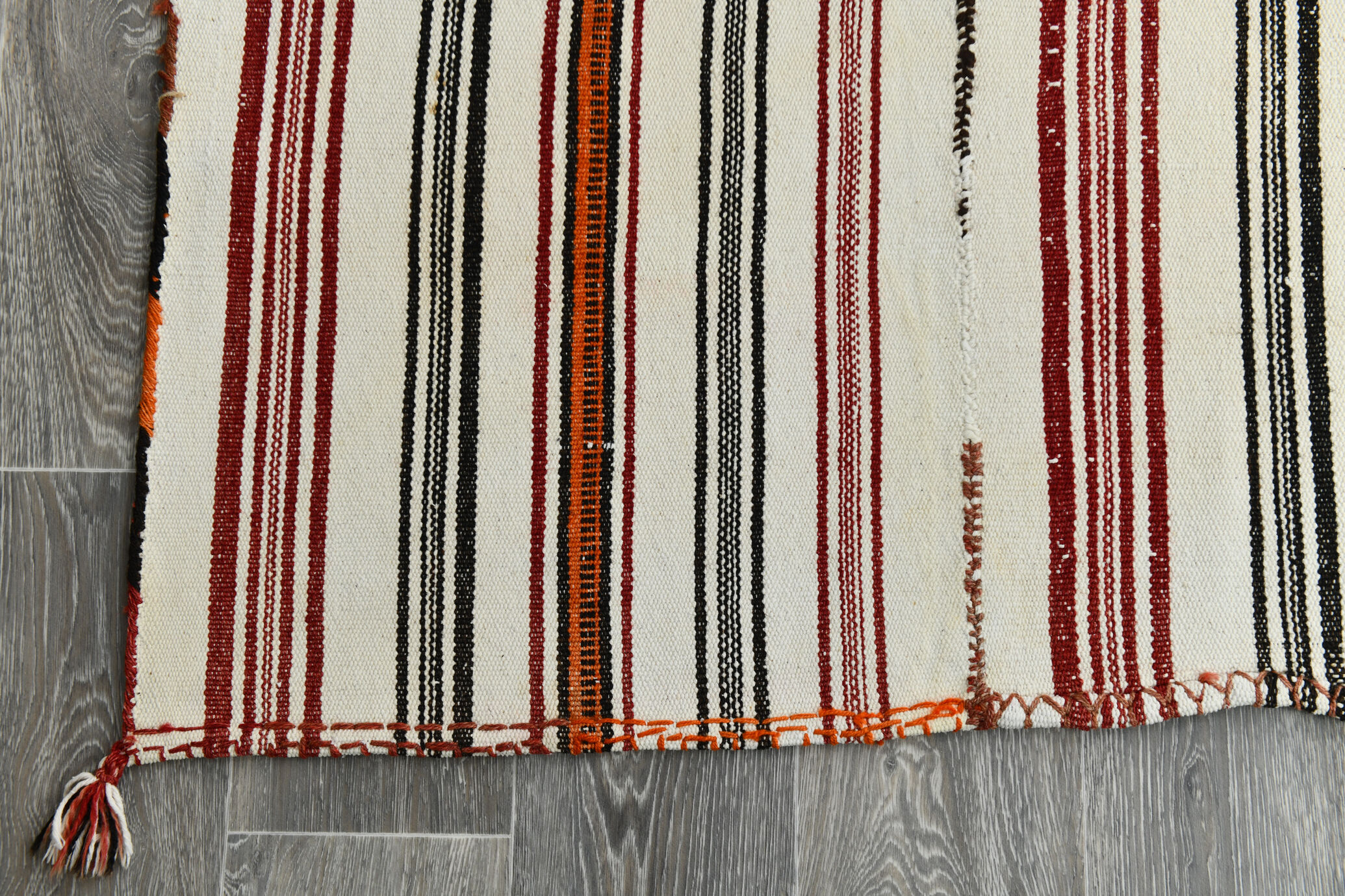 5x9 modern striped hemp rug, 148x269cm