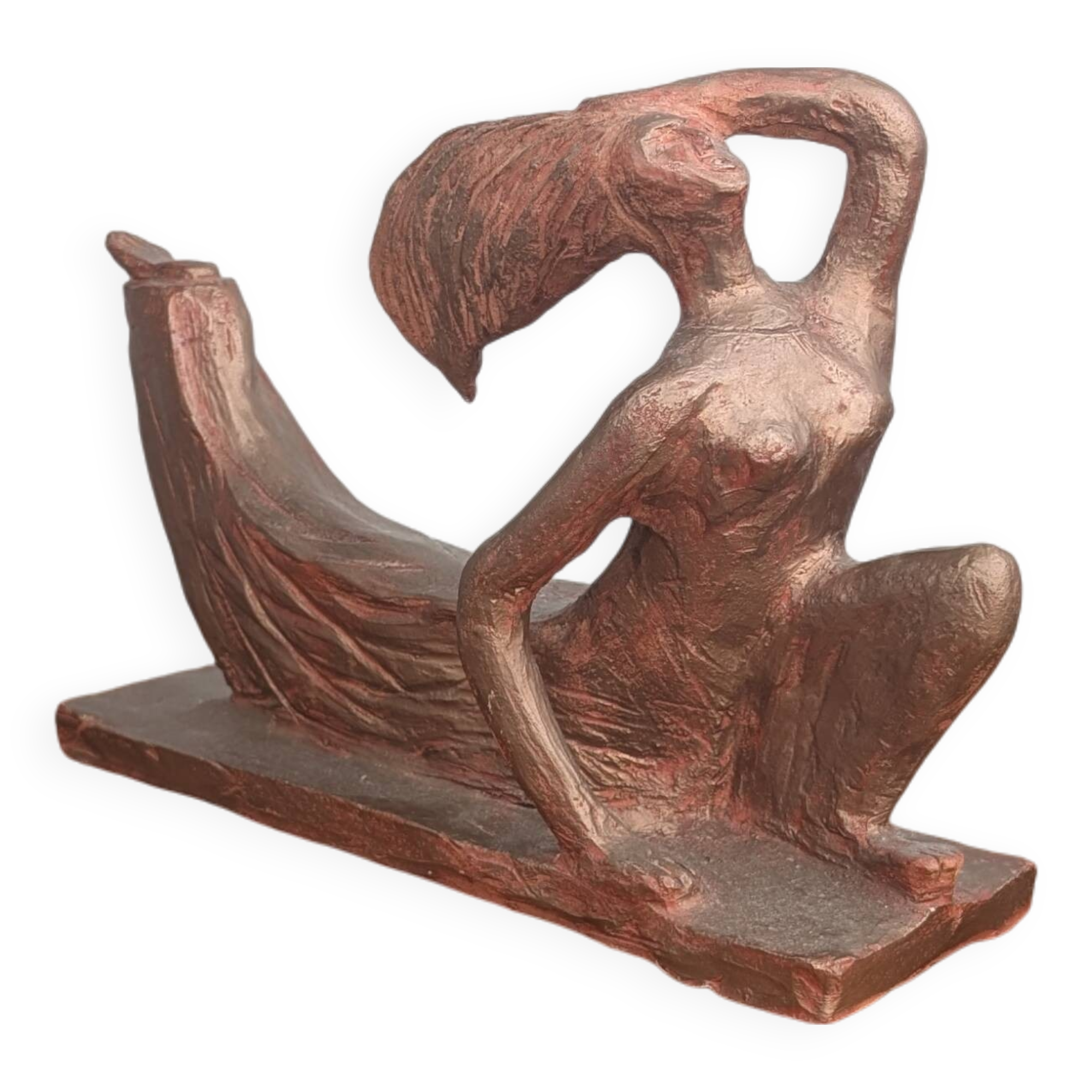 Terracotta Sculpture of a Slender Woman, Abstract Art Art Deco Style