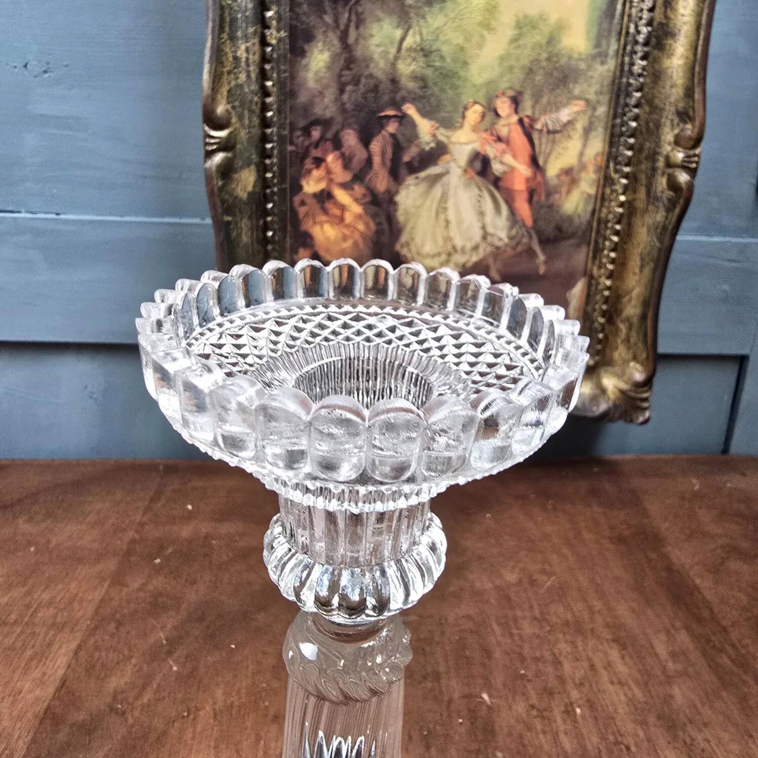 Old large moulded glass candlestick