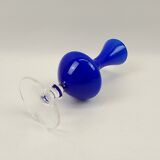 Soliflore in white interior blue glass 17cm