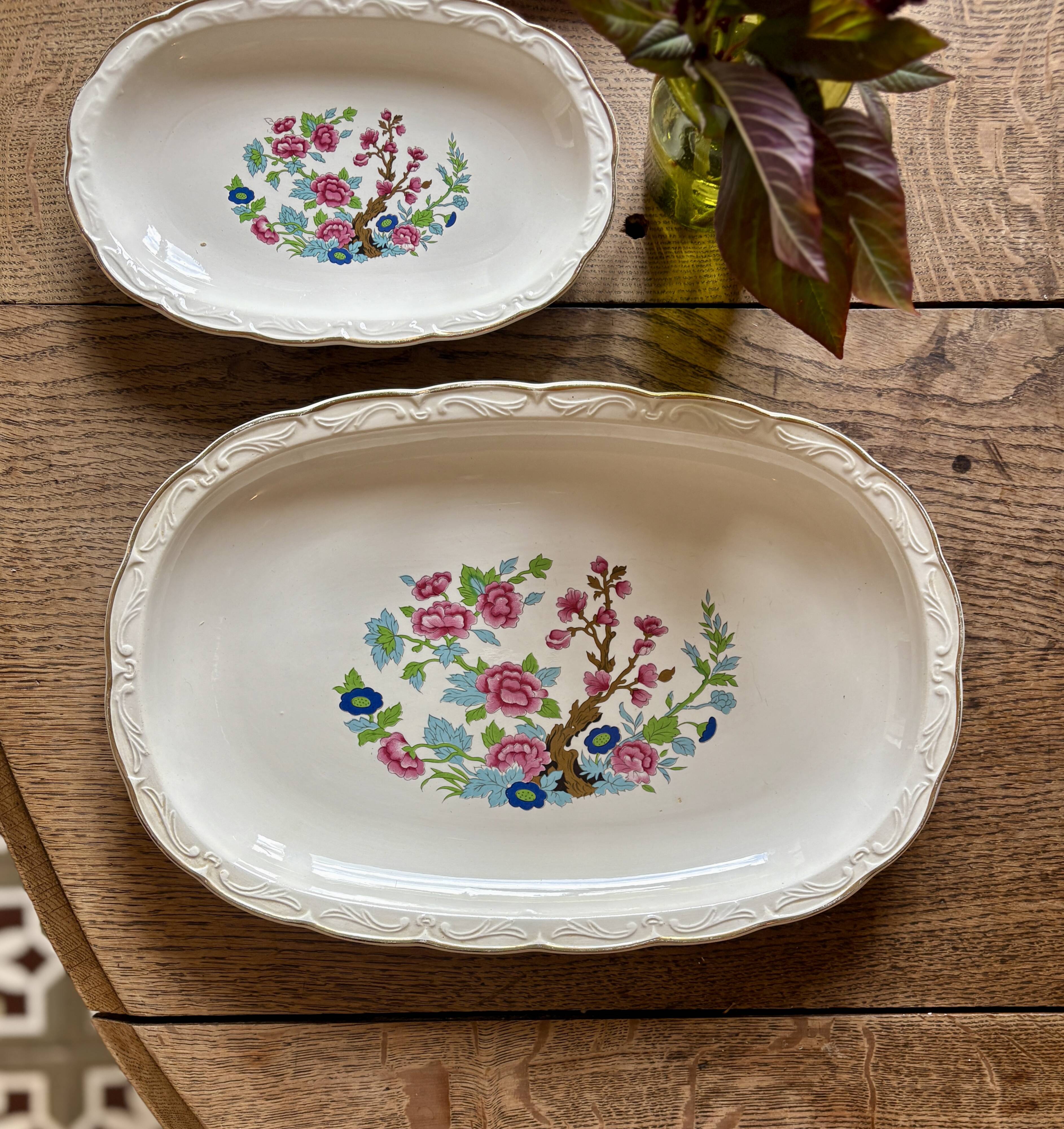 Set of 3 vintage relish dishes, "Indian Tree" model by Digoin