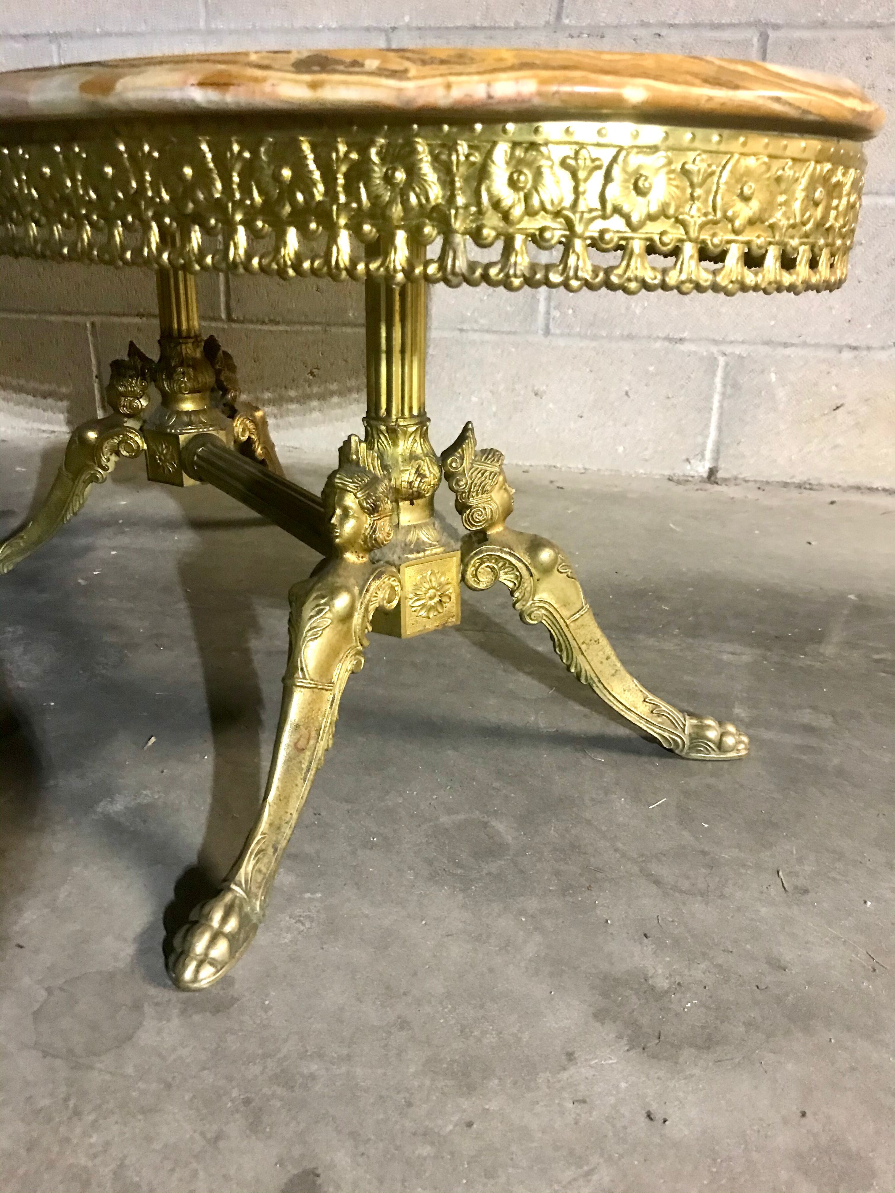 Marble and brass coffee table
