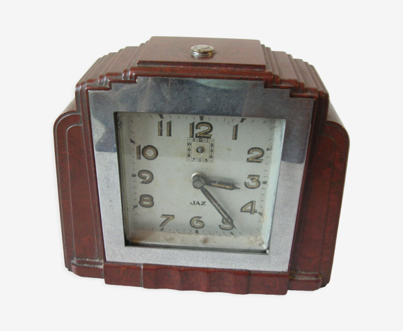 Old mechanical alarm clock JAZ bakelite metal 1930s vintage retro deco |  Selency