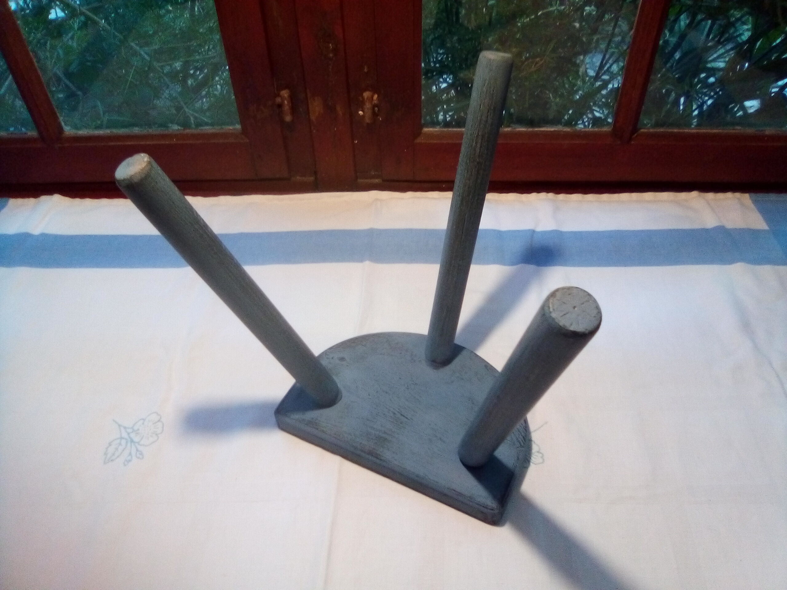 Black blue patina tripod stool