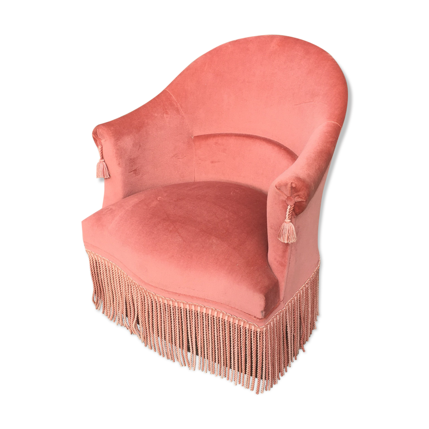 Pink velvet toad armchair