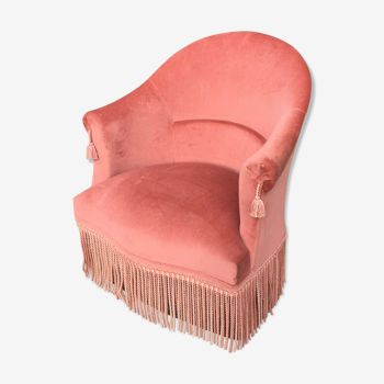 Fauteuil crapaud velours rose