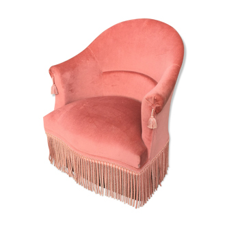 Pink velvet toad armchair