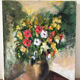 Bouquet de fleurs, huile sur toile