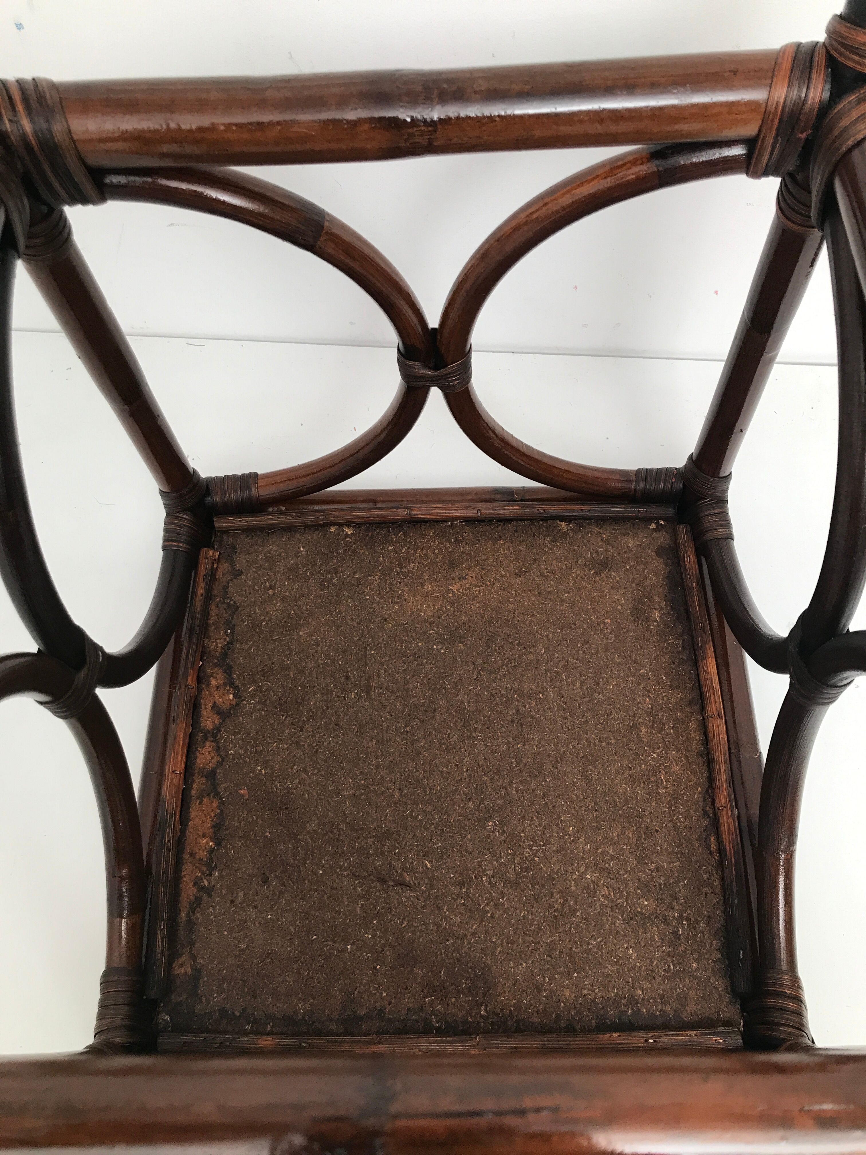 Bedside table stool in vintage cannage rattan