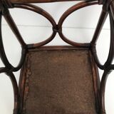 Bedside table stool in vintage cannage rattan