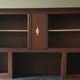 Vintage 1950s Mado sideboard - two sections - patinated wood & art deco glass
