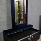 Dressing table / Art Deco furniture with mirror – Blue velvet – 1930s/40s