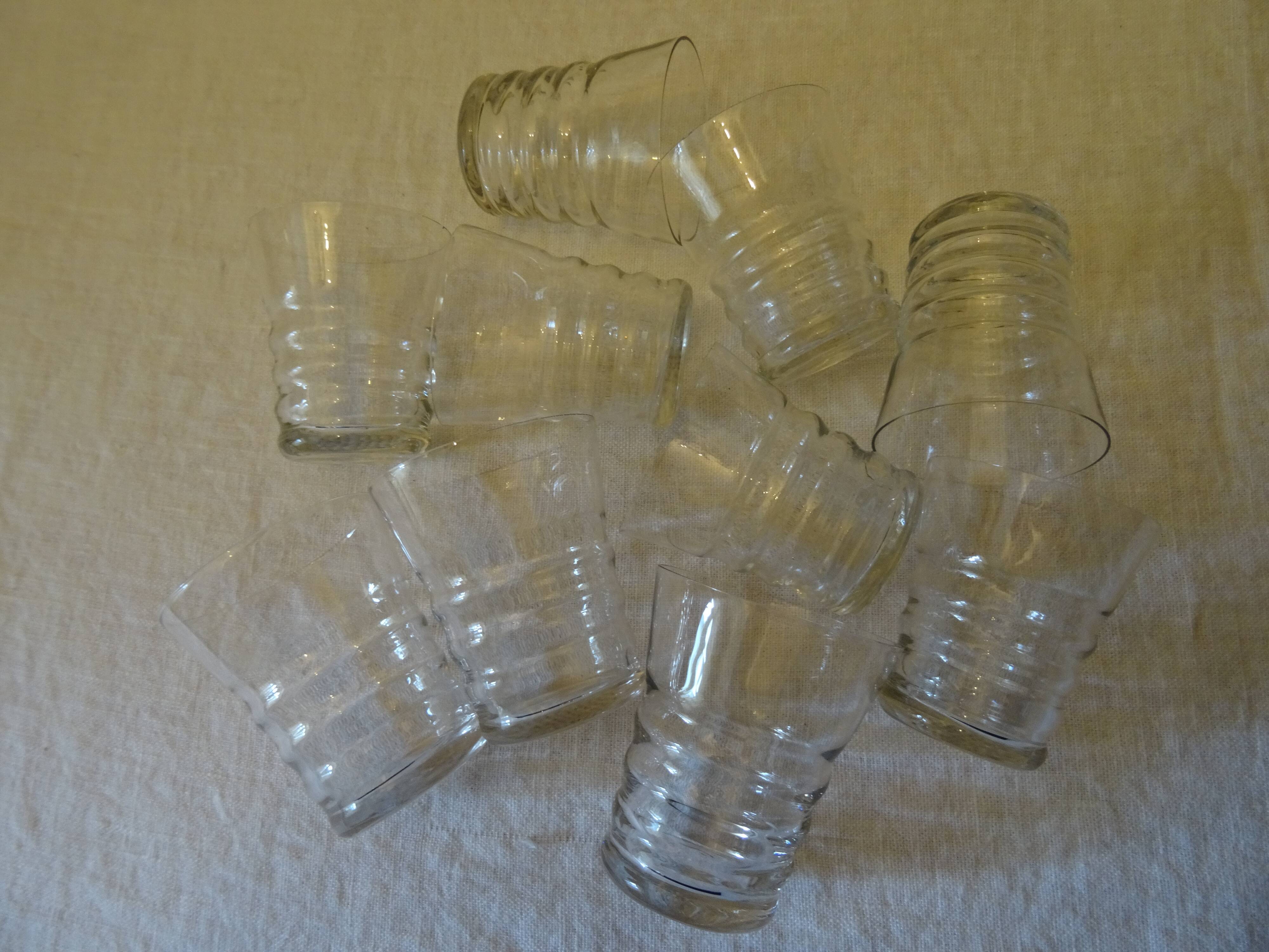 Set of 11 glasses decorated with "beading" decoration