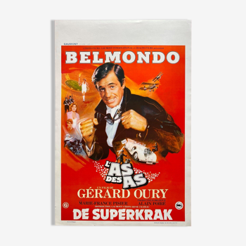 Affiche belge "L'as des as" Gérard Oury, Belmondo, Marie-France Pisier