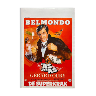 Affiche belge "L'as des as" Gérard Oury, Belmondo, Marie-France Pisier