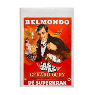 Belgian poster "L'ace des as" Gérard Oury, Belmondo, Marie-France Pisier