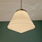 Art Deco pendant lamp in conical white opaline, 1920s-30s