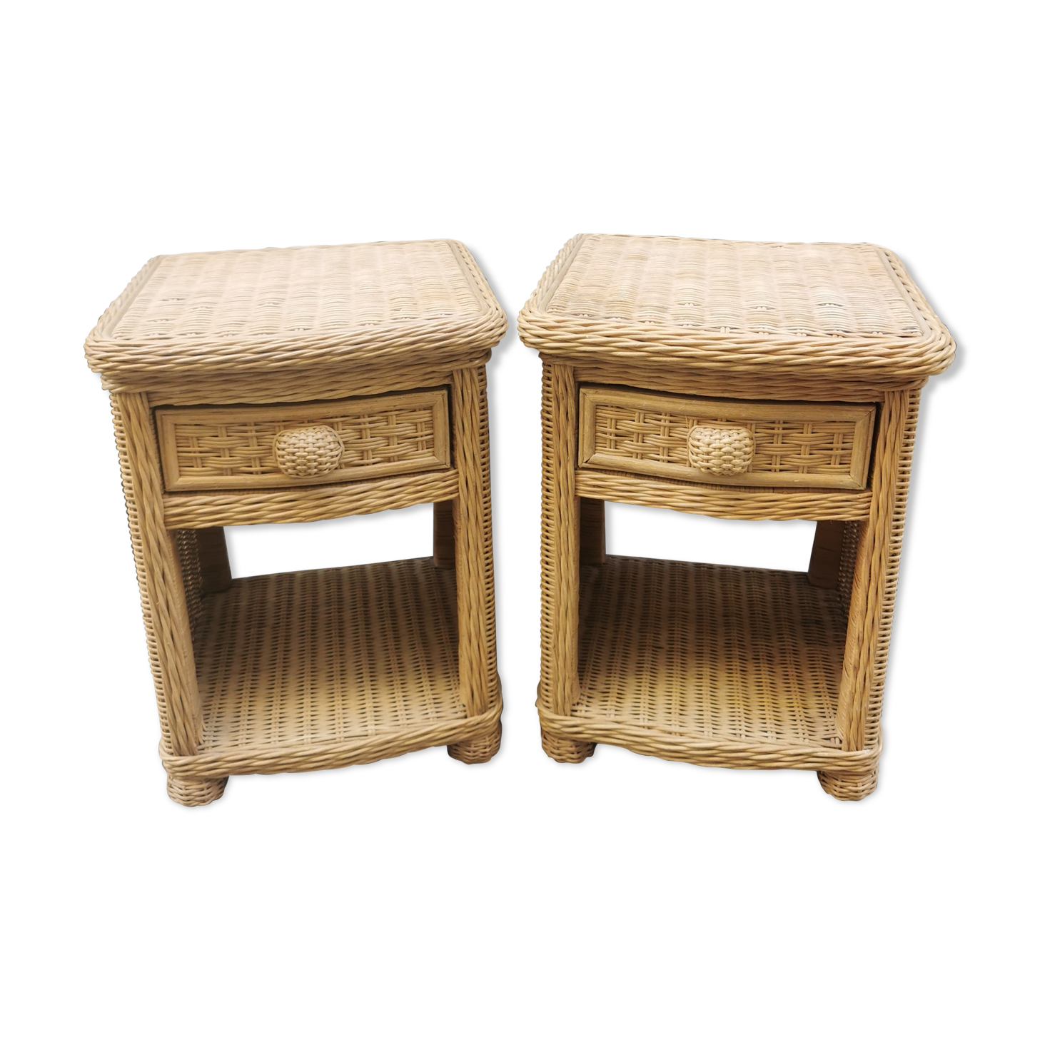 Pair of wicker bedside tables