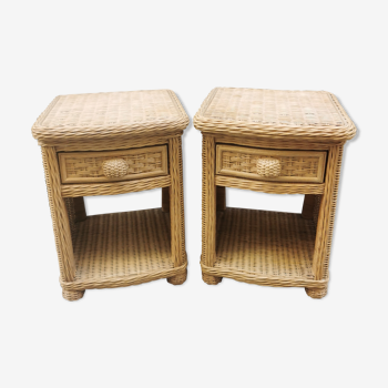 Pair of wicker bedside tables