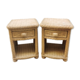 Pair of wicker bedside tables