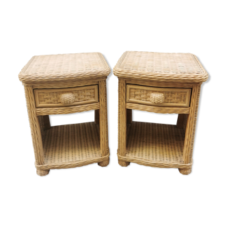 Pair of wicker bedside tables