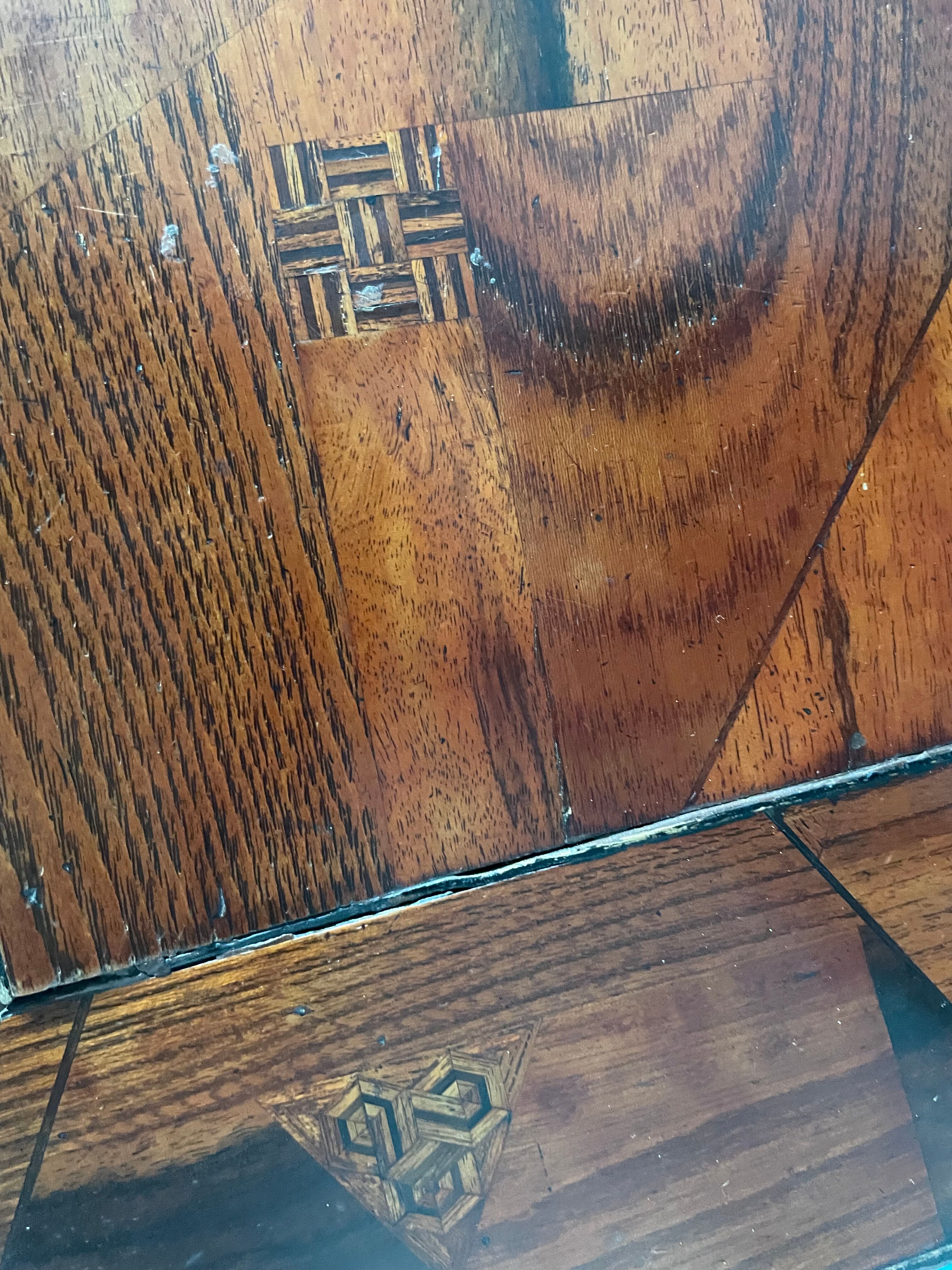 Old secretary in marquetry and bamboo