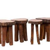 Set of four brutalist style stools, 1970s