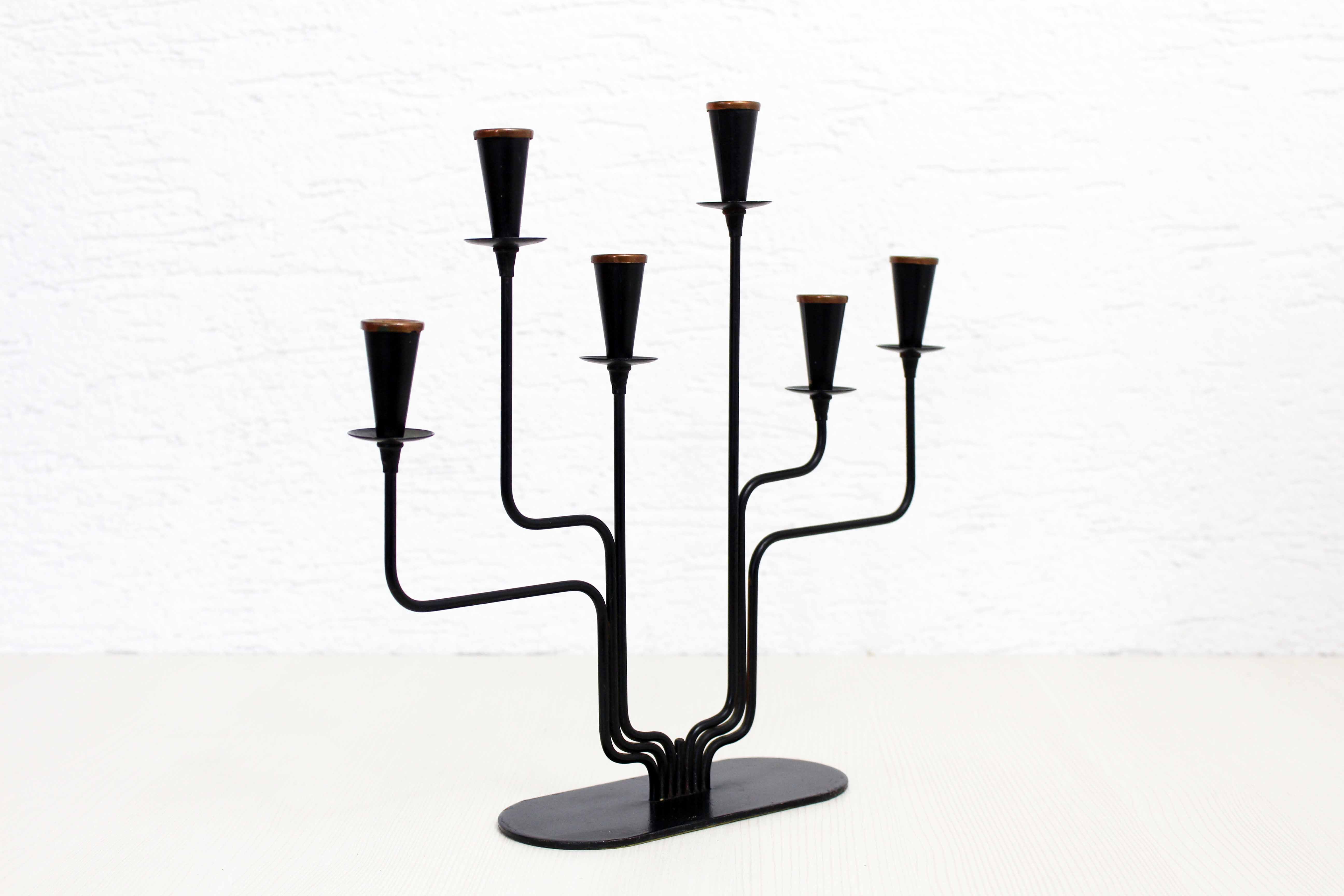 Scandinavian candle holder ystad metal 1960