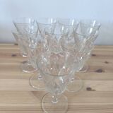 Set of 10 Chiseled Glass Wine Glasses from the 60s