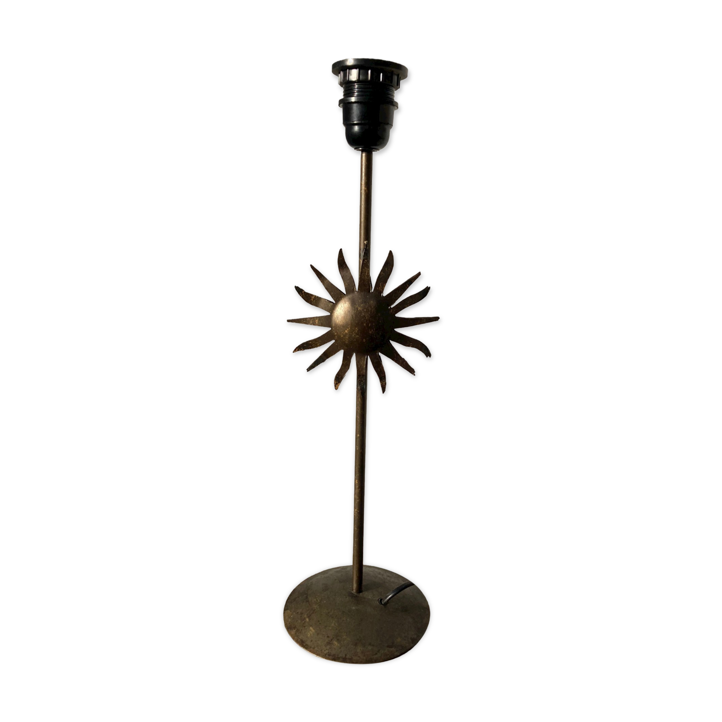 Vintage sun-shaped wrought iron lamp foot