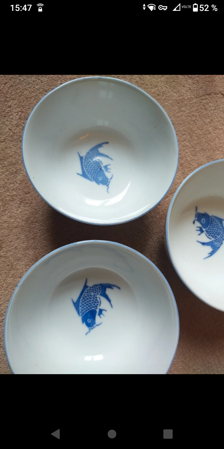 3 Chinese porcelain carp bowls