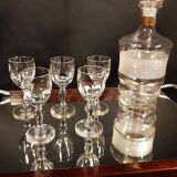 5 old blown glass liquor glasses