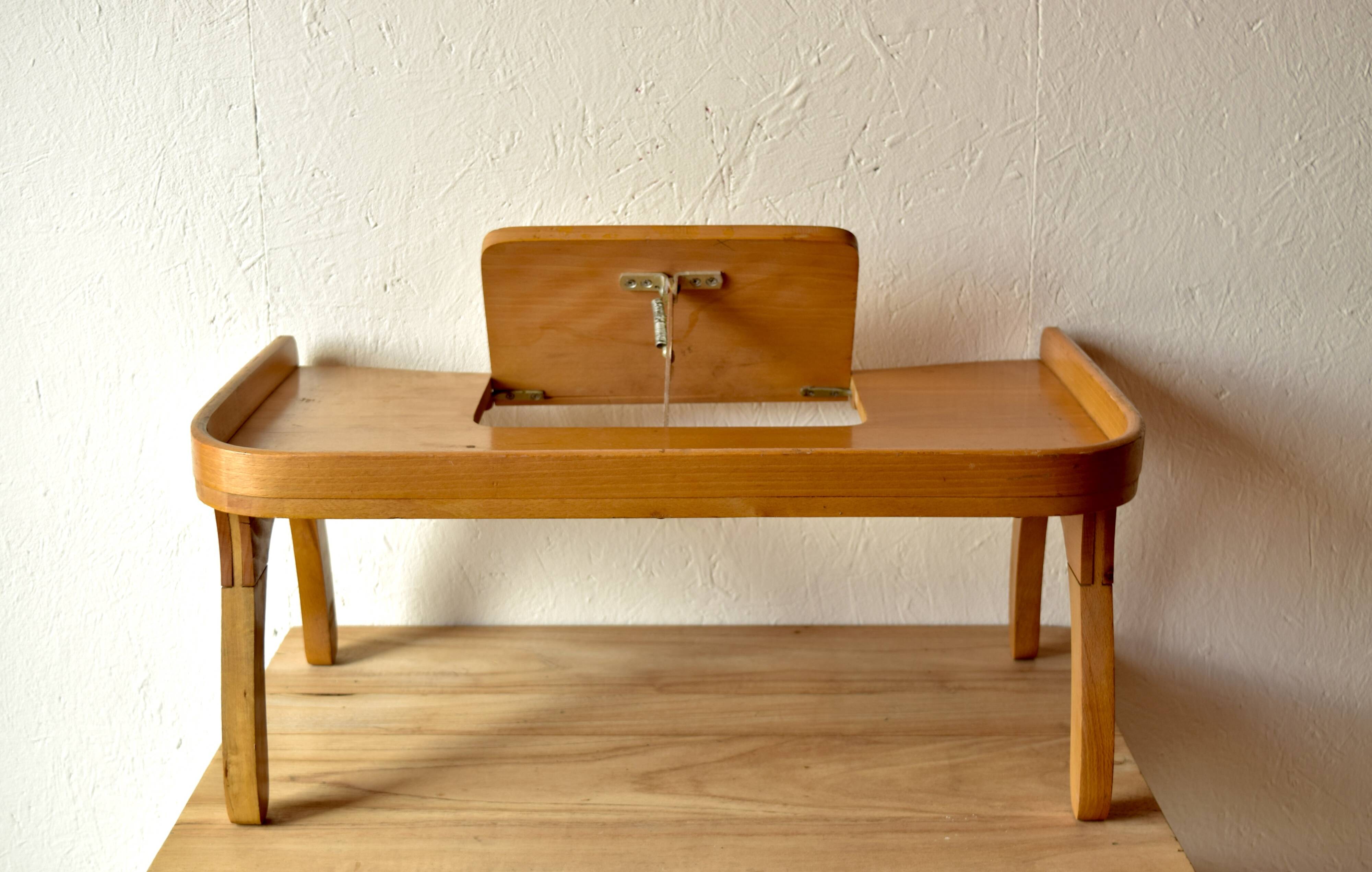 Torck - vintage wooden bed tray with reading tablet - made in belgium - 1950s