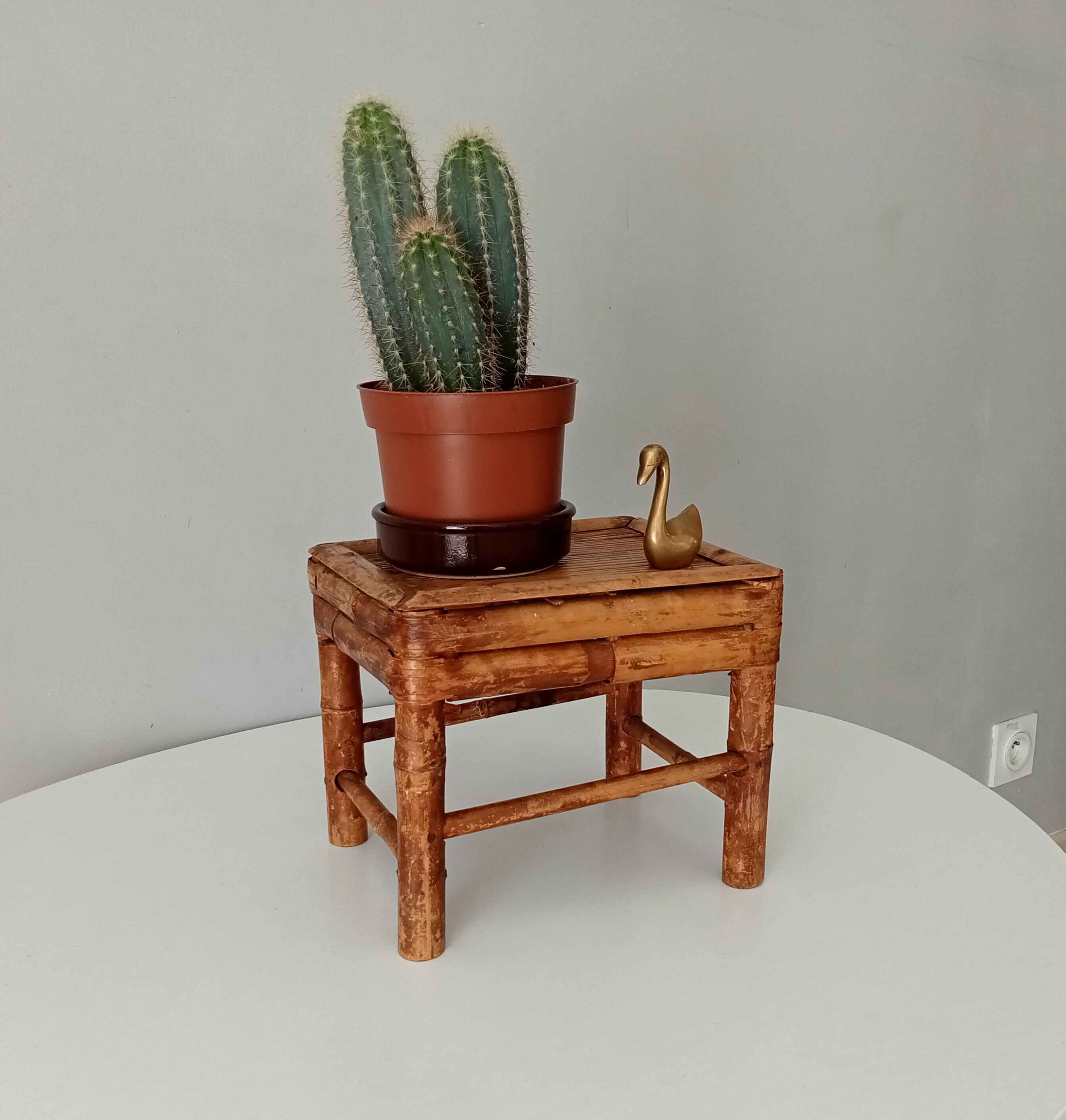 Antique burnt bamboo stool