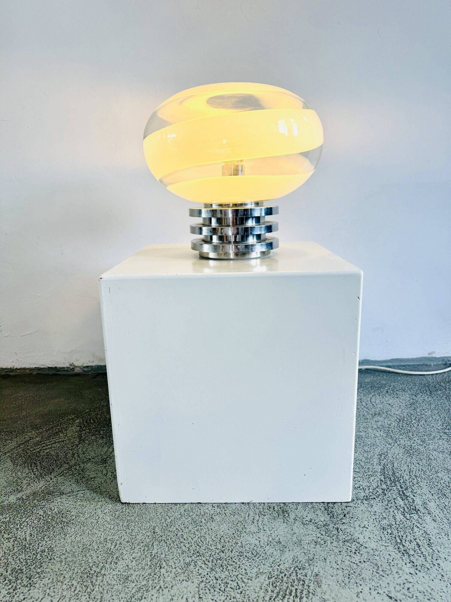 Model 1361 Sculptural Dome Glass Table Lamp By Doria Leuchten, Germany 1970S