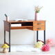 60s modernist style desk in black and mahogany laqué wood