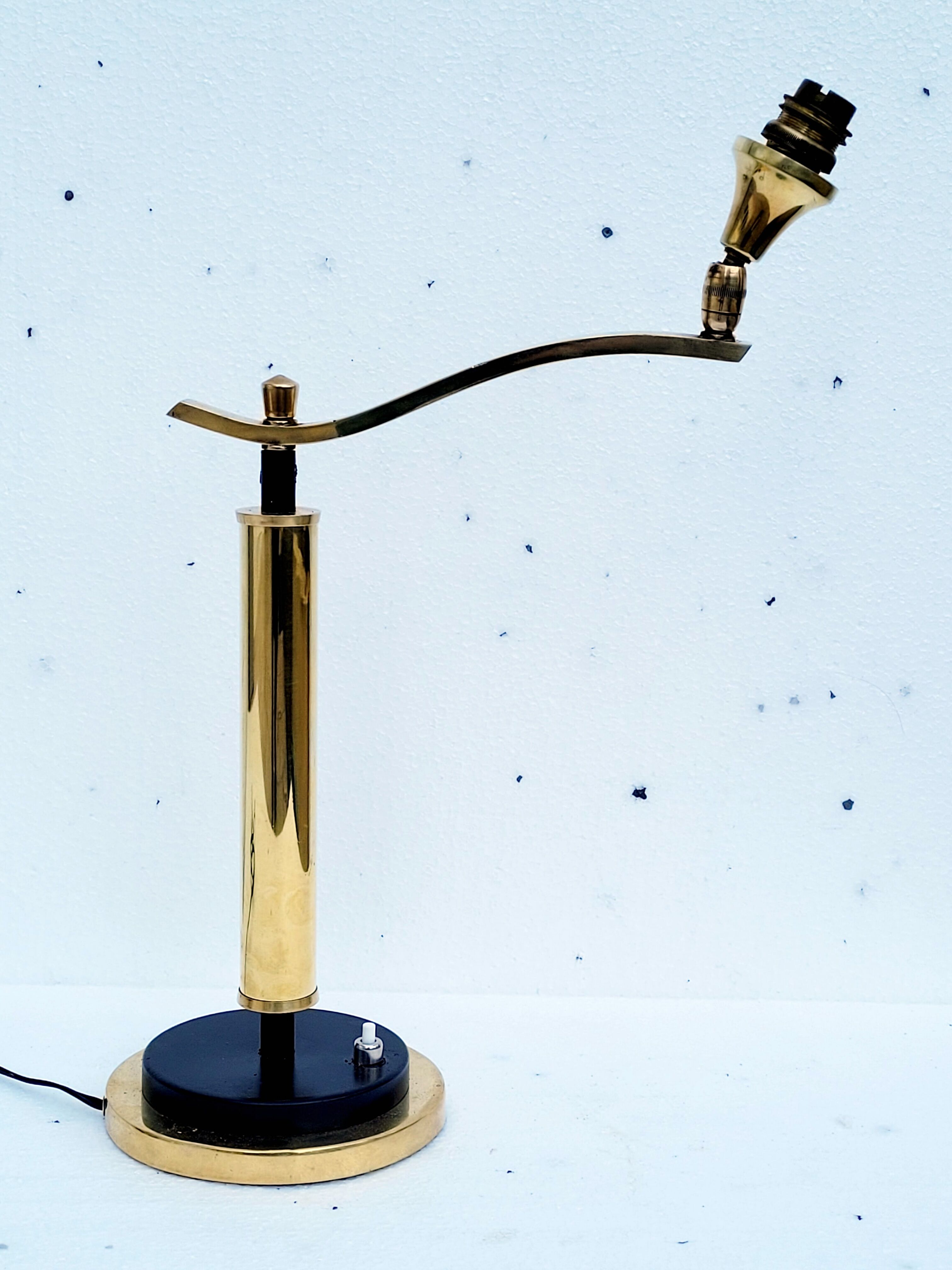 Brass lamp foot gallows arms, 30s Jules Leleu