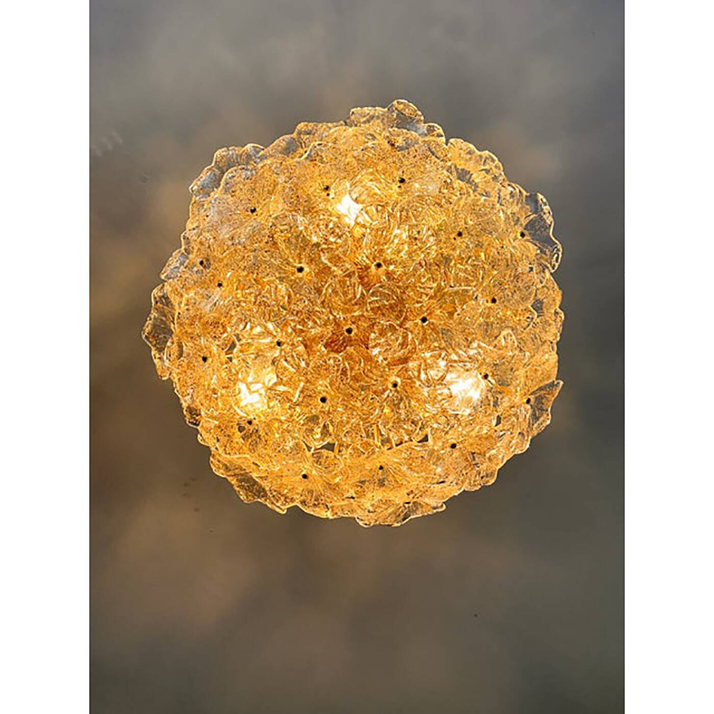 Transparent and Gold Lotus Glass Sputnik Chandelier
