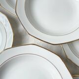 7 Winterling Marktleuthen Bavaria porcelain soup plates in white and gold