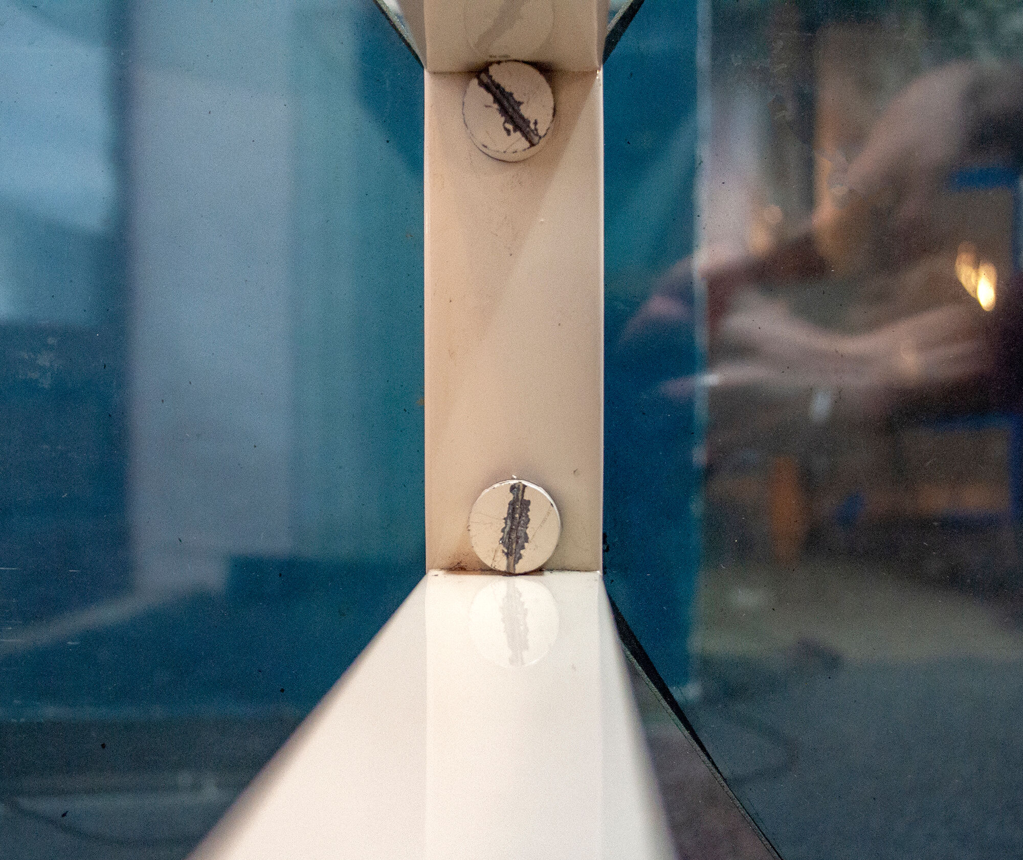 Table in crystal, mirror and licked brass, Italy 1970s