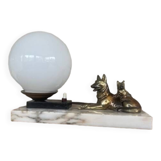 Old opaline marble globe night light table lamp.