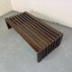 Mid Century Modernist wood and metal Slatted Bench Coffee Table