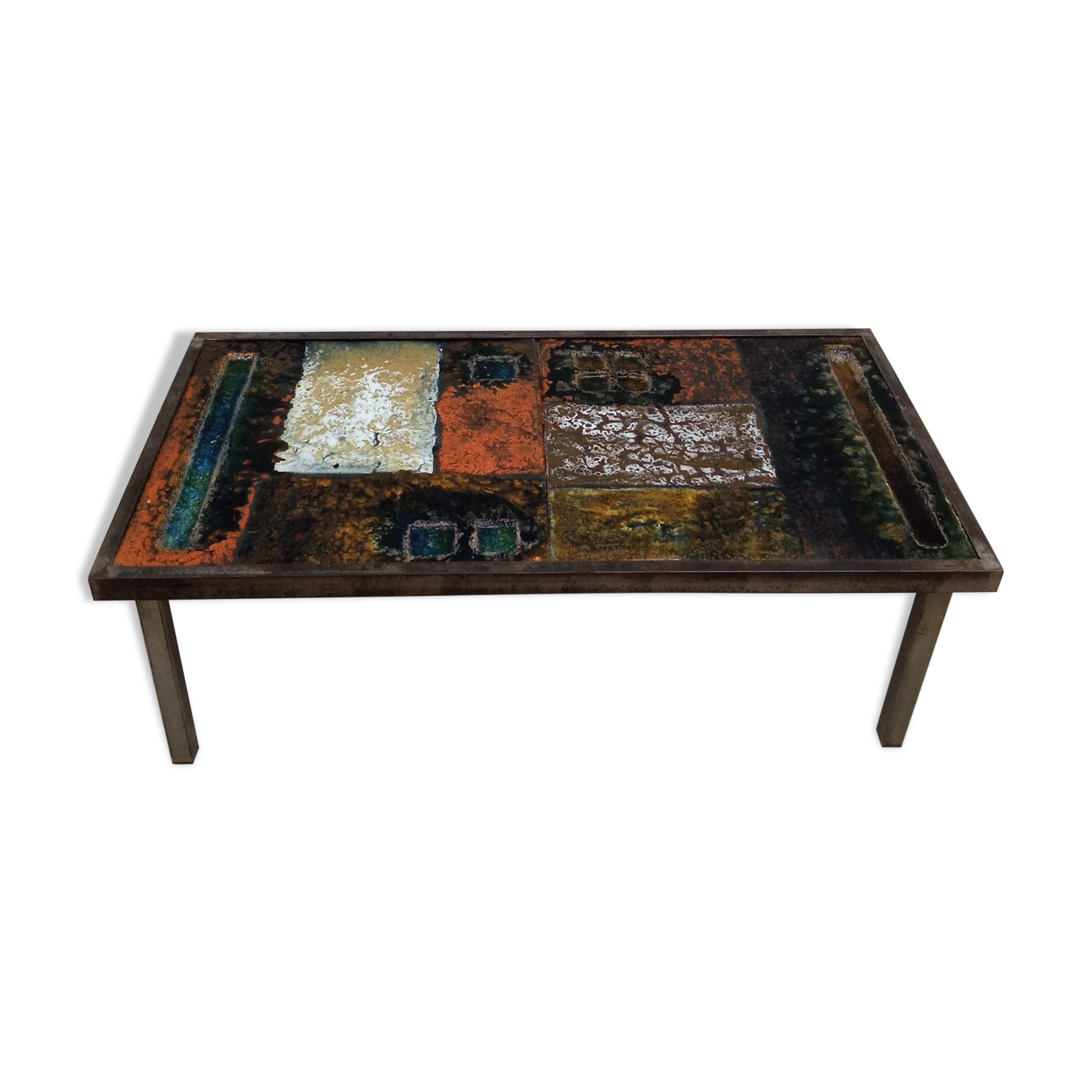 Coffee table in enamelled lava stone