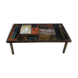 Coffee table in enamelled lava stone