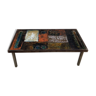 Coffee table in enamelled lava stone