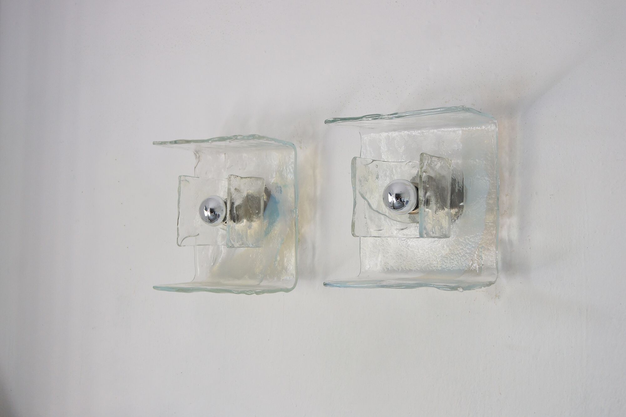 Italian Murano Glass Wall Lamps by Carlo Nason for Mazzega, 1970s, Set of 2