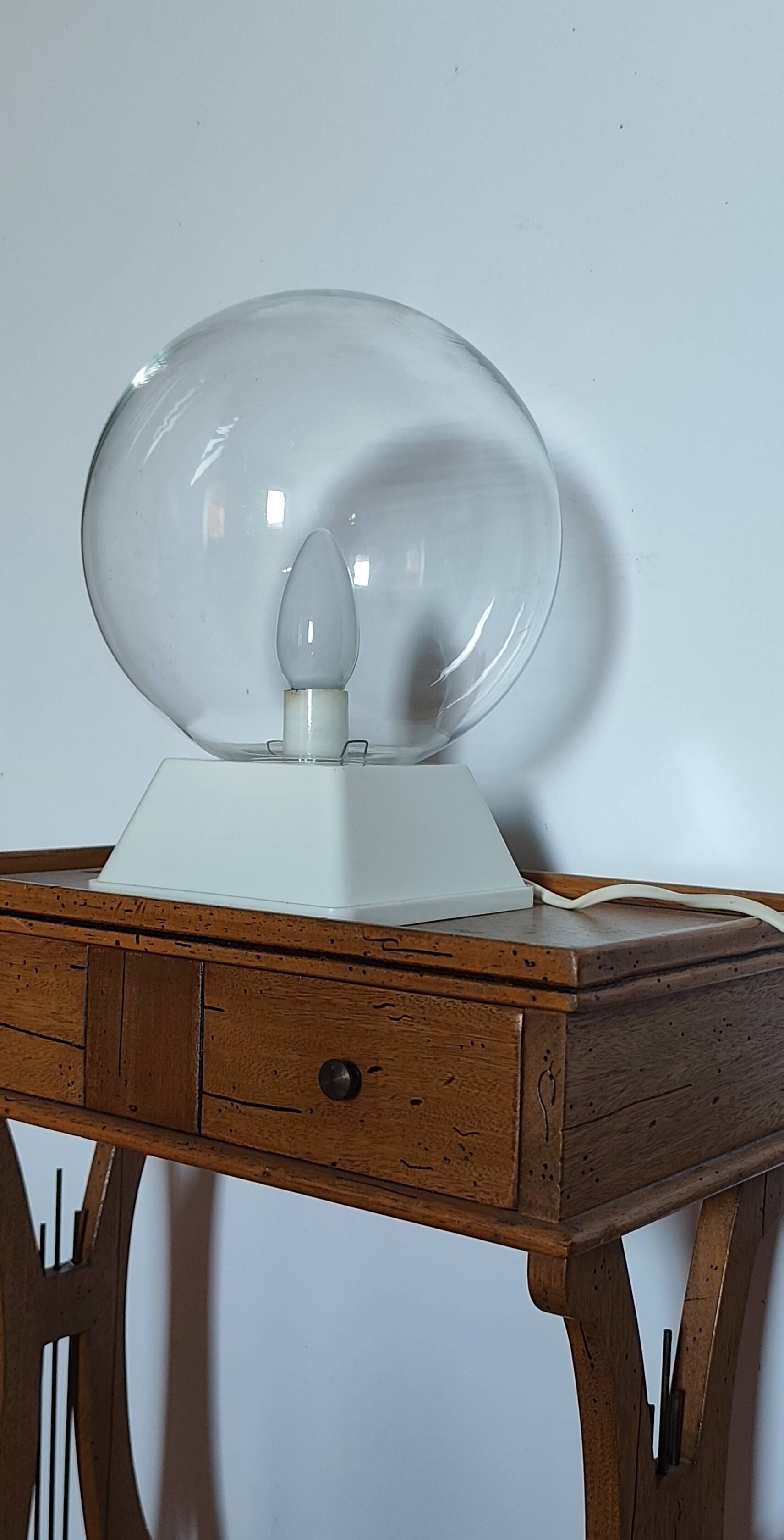Lyre bedside table, cherry wood, 1960s.